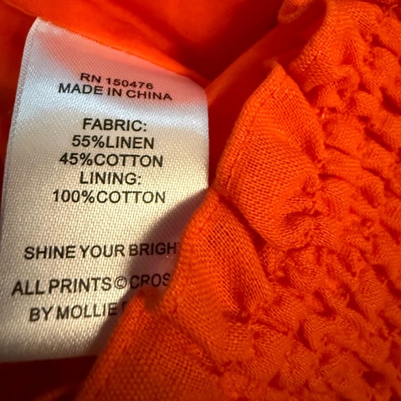 CROSBY by Mollie Burch Camden Linen Blend Short in Lobster(Orange) Size Small - Picture 9 of 9